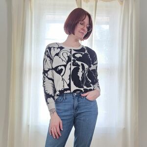 Anthropologie Graphic Swan Cashmere Sweater